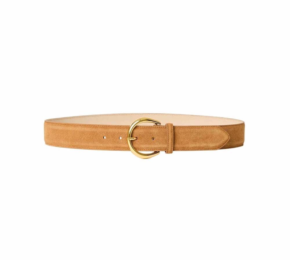 NEW B-LOW THE BELT women's odessa suede belt in camel/gold